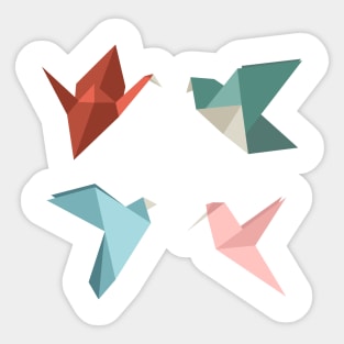 Soft pastel set of origami birds Sticker